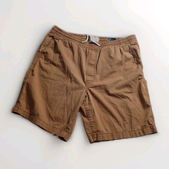 H&M Men Large Regular Fit Mid Length Pull On Drawstring Elastic Light Brown Shor - Picture 1 of 9